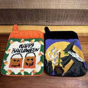 Canterbury Happy Halloween Pumpkins Witch Hot Pad Corduroy And Wool Yarn Front
